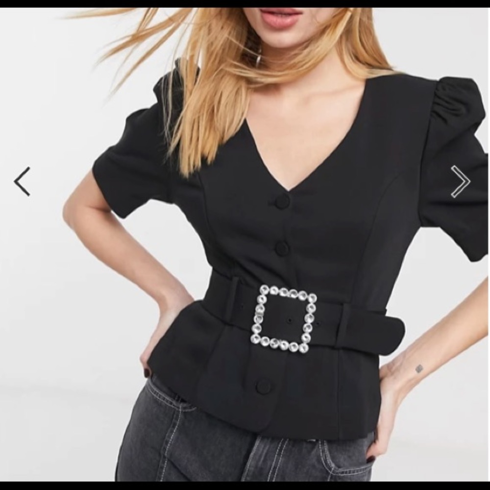 & Other stories buckle short sleeve blouse